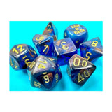 Azurite Lustrous Dice With Gold Numbers 7+1 Dice Set 16Mm (5/8In) Chessex
