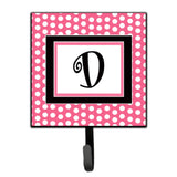 Caroline'S Treasures Cj1001-Dsh4 Letter D Initial Monogram-Pink Black Polka Dots Leash Holder Or Key Hook, Small, Multicolor