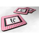 Caroline'S Treasures Cj1001-Hfc Monogram-Pink Black Polka Dots Foam Coasters (Set Of 4), Initial Letter H, 3.5 H X 3.5