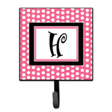 Caroline'S Treasures Cj1001-Hsh4 Letter H Initial Monogram-Pink Black Polka Dots Leash Holder Or Key Hook, Small, Multicolor