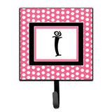 Caroline'S Treasures Cj1001-Ish4 Letter I Initial Monogram-Pink Black Polka Dots Leash Holder Or Key Hook, Small, Multicolor