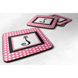 Caroline'S Treasures Cj1001-Jfc Monogram-Pink Black Polka Dots Foam Coasters (Set Of 4), Initial Letter J, 3.5 H X 3.5