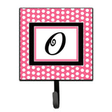 Caroline'S Treasures Cj1001-Osh4 Letter O Initial Monogram-Pink Black Polka Dots Leash Holder Or Key Hook, Small, Multicolor