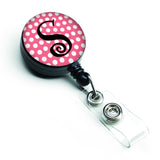 Caroline'S Treasures Letter S Monogram, Pink Black Polka Dots Retractable Badge Reel, Multicolor (Cj1001-Sbr)