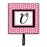 Caroline'S Treasures Cj1001-Ush4 Letter U Initial Monogram-Pink Black Polka Dots Leash Holder Or Key Hook, Small, Multicolor