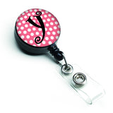 Caroline'S Treasures Letter Y Monogram, Pink Black Polka Dots Retractable Badge Reel, Multicolor (Cj1001-Ybr)