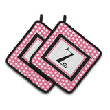 Caroline'S Treasures Letter Z Monogram - Pink Black Polka Dots Pair Of Pot Holders Cj1001-Zpthd, 7.5Hx7.5W, Multicolor