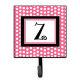 Caroline'S Treasures Cj1001-Zsh4 Letter Z Initial Monogram-Pink Black Polka Dots Leash Holder Or Key Hook, Small, Multicolor