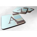Caroline'S Treasures Cj1003-Afc Monogram-Blue Stripes Foam Coasters (Set Of 4), Initial Letter A, 3.5 H X 3.5 W, Multi