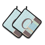 Caroline'S Treasures Letter C Initial Monogram - Blue Stripes Pair Of Pot Holders Cj1003-Cpthd, 7.5Hx7.5W, Multicolor