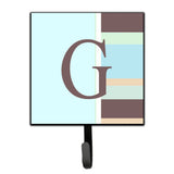 Caroline'S Treasures Cj1003-Gsh4 Letter G Initial Monogram-Blue Stripes Leash Holder Or Key Hook, Small, Multicolor