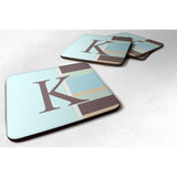 Caroline'S Treasures Cj1003-Kfc Monogram-Blue Stripes Foam Coasters (Set Of 4), Initial Letter K, 3.5 H X 3.5 W, Multi