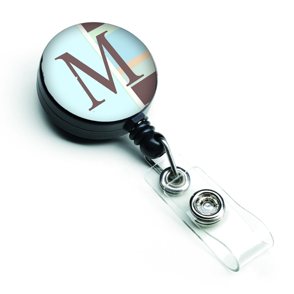 Caroline'S Treasures Letter M Initial Monogram, Blue Stripes Retractable Badge Reel, Multicolor (Cj1003-Mbr)