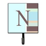 Caroline'S Treasures Cj1003-Nsh4 Letter N Initial Monogram-Blue Stripes Leash Holder Or Key Hook, Small, Multicolor