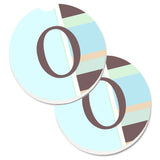 Caroline'S Treasures Letter O Initial Monogram - Blue Stripes Set Of 2 Cup Holder Car Coasters Cj1003-Ocarc, 2.56, Multicolor,