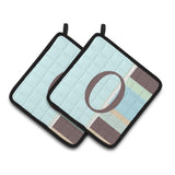Caroline'S Treasures Letter O Initial Monogram - Blue Stripes Pair Of Pot Holders Cj1003-Opthd, 7.5Hx7.5W, Multicolor