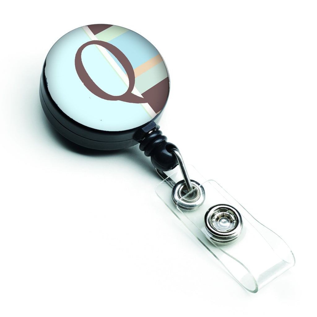 Caroline'S Treasures Letter Q Initial Monogram, Blue Stripes Retractable Badge Reel, Multicolor (Cj1003-Qbr)