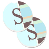 Caroline'S Treasures Letter S Initial Monogram - Blue Stripes Set Of 2 Cup Holder Car Coasters Cj1003-Scarc, 2.56, Multicolor,