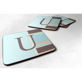 Caroline'S Treasures Cj1003-Ufc Monogram-Blue Stripes Foam Coasters (Set Of 4), Initial Letter U, 3.5 H X 3.5 W, Multi