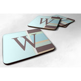 Caroline'S Treasures Cj1003-Wfc Monogram-Blue Stripes Foam Coasters (Set Of 4), Initial Letter W, 3.5 H X 3.5 W, Multi