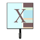 Caroline'S Treasures Cj1003-Xsh4 Letter X Initial Monogram-Blue Stripes Leash Holder Or Key Hook, Small, Multicolor