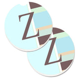 Caroline'S Treasures Letter Z Initial Monogram - Blue Stripes Set Of 2 Cup Holder Car Coasters Cj1003-Zcarc, 2.56, Multicolor,