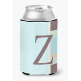 Letter Z Initial Monogram - Blue Stripes Can Or Bottle Beverage Insulator Hugger