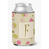 Caroline'S Treasures Cj1004-Fcc Letter F Initial Monogram-Tan Dots Can Or Bottle Koozie Hugger, Multicolor