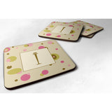 Caroline'S Treasures Cj1004-Ifc Monogram-Tan Dots Foam Coasters (Set Of 4), Initial Letter I, 3.5 H X 3.5 W, Multicolo