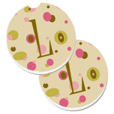 Caroline'S Treasures Letter L Initial Monogram - Tan Dots Set Of 2 Cup Holder Car Coasters Cj1004-Lcarc, 2.56, Multicolor