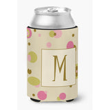 Letter M Initial Monogram - Tan Dots Can Or Bottle Beverage Insulator Hugger