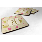 Caroline'S Treasures Cj1004-Mfc Monogram-Tan Dots Foam Coasters (Set Of 4), Initial Letter M, 3.5 H X 3.5 W, Multicolo
