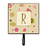 Caroline'S Treasures Cj1004-Rsh4 Letter R Initial Monogram-Tan Dots Leash Holder Or Key Hook, Small, Multicolor