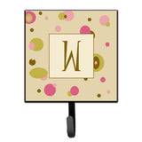 Caroline'S Treasures Cj1004-Wsh4 Letter W Initial Monogram-Tan Dots Leash Holder Or Key Hook, Small, Multicolor