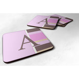 Caroline'S Treasures Cj1005-Afc Monogram-Pink Stripes Foam Coasters (Set Of 4), Initial Letter A, 3.5 H X 3.5 W, Multi