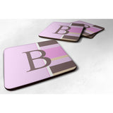Caroline'S Treasures Cj1005-Bfc Monogram-Pink Stripes Foam Coasters (Set Of 4), Initial Letter B, 3.5 H X 3.5 W, Multi