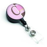 Caroline'S Treasures Letter C Initial Monogram, Pink Stripes Retractable Badge Reel, Multicolor (Cj1005-Cbr)