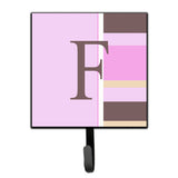 Caroline'S Treasures Cj1005-Fsh4 Letter F Initial Monogram-Pink Stripes Leash Holder Or Key Hook, Small, Multicolor