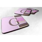 Caroline'S Treasures Cj1005-Gfc Monogram-Pink Stripes Foam Coasters (Set Of 4), Initial Letter G, 3.5 H X 3.5 W, Multi