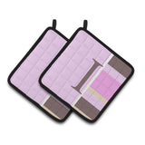 Caroline'S Treasures Letter I Initial Monogram - Pink Stripes Pair Of Pot Holders Cj1005-Ipthd, 7.5Hx7.5W, Multicolor