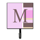 Caroline'S Treasures Cj1005-Msh4 Letter M Initial Monogram-Pink Stripes Leash Holder Or Key Hook, Small, Multicolor