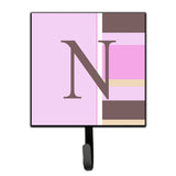 Caroline'S Treasures Cj1005-Nsh4 Letter N Initial Monogram-Pink Stripes Leash Holder Or Key Hook, Small, Multicolor