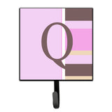 Caroline'S Treasures Cj1005-Qsh4 Letter Q Initial Monogram-Pink Stripes Leash Holder Or Key Hook, Small, Multicolor