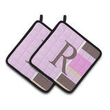Caroline'S Treasures Letter R Initial Monogram - Pink Stripes Pair Of Pot Holders Cj1005-Rpthd, 7.5Hx7.5W, Multicolor