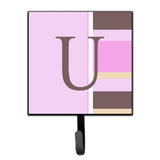 Caroline'S Treasures Cj1005-Ush4 Letter U Initial Monogram-Pink Stripes Leash Holder Or Key Hook, Small, Multicolor