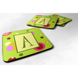Caroline'S Treasures Cj1010-Afc Monogram-Green Foam Coasters (Set Of 4), Initial Letter A, 3.5 H X 3.5 W, Multicolor