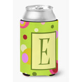 Letter E Initial Monogram - Green Can Or Bottle Beverage Insulator Hugger