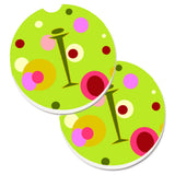 Caroline'S Treasures Letter I Monogram - Lime Green Set Of 2 Cup Holder Car Coasters Cj1010-Icarc, 2.56, Multicolor