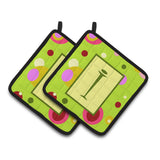 Caroline'S Treasures Letter I Monogram - Lime Green Pair Of Pot Holders Cj1010-Ipthd, 7.5Hx7.5W, Multicolor