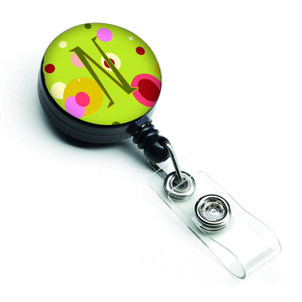 Caroline'S Treasures Letter N Monogram, Lime Green Retractable Badge Reel, Multicolor (Cj1010-Nbr)